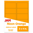 JAM Paper Laser/Inkjet Address Labels - 2" x 4" - Neon Orange - 120 Pack-English only packaging