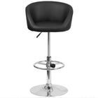 Flash Furniture Contemporary Black Vinyl Adjustable Height Barstool with Barrel Back & Chrome Base-Contemporary Style Stool