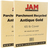 JAM Paper 65 lb, papier couverture cartonné recyclé parchemin, 8 1/2 x 11 po, or antique, paquet de 100 feuilles-Or antique