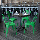 Flash Furniture Commercial Grade Distressed Green Metal Indoor-Outdoor Stackable Chair-Distressed Green Powder Coated Frame Finish