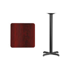 Flash Furniture 24'' Square Laminate Table Top, Mahogany with 22'' x 22'' Bar-Height Table Base (XUMA2424T2222B)-Mahogany Laminate Top