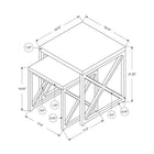 Monarch Specialties 3237 Nesting Table - Set of 2 Set/Espresso/Gold Metal - 2 Pack-Product Dimensions: 19.75 W x 19.75 D x 21.25"H (large), 17.5 W x 17.5 D x 19.25"H (small)
