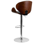 Nicer Furniture Faux Leather Bentwood Adjustable Bar Stool - Black Leather-Chrome bell shaped base for maximum stability