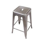 Nicer Furniture Tolix style Backless Metal Industrial Stack Counter Stool - Gunmetal - 2 Pack-Drain Hole in Seat. Non-Marring Glides. Lightweight Design