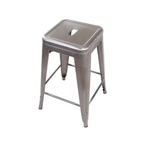 Nicer Furniture Tolix style Backless Metal Industrial Stack Counter Stool - Gunmetal - 2 Pack-Drain Hole in Seat. Non-Marring Glides. Lightweight Design