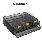 ShoppingAll Mesh Metal Monitor Stand Riser and Desk Organizer with Drawers - Black-Provides increased cooling and airflow for your computer with its mesh ventilated design. Engineered to promote the flow of heat outwards and increase your laptop’s performance