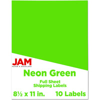 JAM Paper Full Page Sticker Paper Shipping Labels - 8-1/2" x 11" - Neon Green - 10 Pack -English only packaging