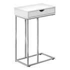 Monarch Specialties 3774 Accent Table - 25"H/White/Silver Metal-Product dimensions: 15.75 Inch W x 9.45 Inch D x 24 Inch H