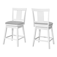 Monarch Specialties 1233 Barstool - White/Swivel Counter Height - 2 Pack-Set of 2 counter-height barstools that swivel 360 degrees