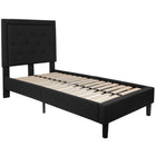 Flash Furniture Roxbury Twin Size Tufted Upholstered Platform Bed - Black Fabric-Panel Headboard