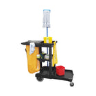 Globe Commercial Products Janitors Cart Heavy-Duty Premium-Non-marking 4 inch casters on front, 8 inch casters on back