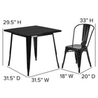 Flash Furniture 31.5'' Square Black Metal Indoor-Outdoor Table Set with 4 Stack Chairs (ET-CT002-4-30-BK-GG)-ANSI BIFMA Certified