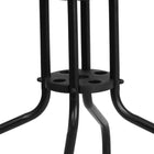 Flash Furniture 28" Square Tempered Glass Metal Table with Black Rattan Edging-Top Size: 28" Square