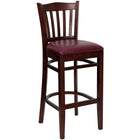 Flash Furniture HERCULES Series Vertical Slat Back Mahogany Wood Restaurant Barstool - Burgundy Vinyl Seat-800 lb. Weight Capacity