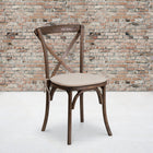 Flash Furniture HERCULES Series Stackable Early American Wood Cross Back Chair with Cushion-Cross Back Design
