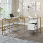 Sauder 59"W Harper Heights L-Desk - White- Both drawers feature full extensions slides for easy access
