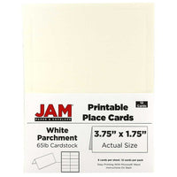 JAM Paper Printable Place Cards, 1.75 x 3.75, White Parchment Placecards, 2 packs of 12 (225928565g)-White Parchment Printable Placecards