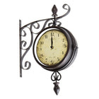 Truu Design Double-Sided Bistro Clock, 8 inches, Brown-Battery: this analog clock only requires 2 x AA battery to operate (not included). easy to hang with two screws in the mounting bracket