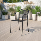 Flash Furniture Black Indoor-Outdoor Steel Patio Arm Chair with Round Back-1.2mm Tubular Frame