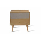Koble Ralph Retro-Style Smart Side Table with Qi Wireless Charging - Oak-Deep Drawer Storage