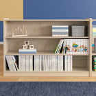 Flash Furniture Bright Beginnings Commercial Grade Extra Wide 3 Shelf Wooden Classroom Open Storage, Safe, Kid Friendly -Natural-Wipe Clean with a Damp Cloth