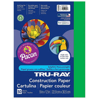 Pacon Tru-Ray Construction Paper - 9" x 12" - Festive Green - 300 Sheets (PAC103006)-Heavy 76 lb. 100% vat-dyed sulphite with longer, stronger fibers.