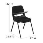 Flash Furniture Black Padded Ergonomic Shell Chair with Right Handed Flip-Up Tablet Arm-CA117 Fire Retardant Foam
