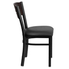 Flash Furniture HERCULES Series Black 3 Circle Back Metal Restaurant Chair - Walnut Wood Back, Black Vinyl Seat-Walnut Wood Designer Back - 3 Circle Cutout