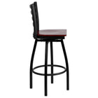 Flash Furniture HERCULES Series Black Ladder Back Swivel Metal Barstool - Mahogany Wood Seat - 2 Pack-Mahogany Finished Wood Seat