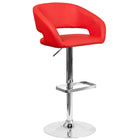 Flash Furniture Contemporary Red Vinyl Adjustable Height Barstool with Chrome Base (CH-122070-RED-GG)-Rounded Mid-Back Design