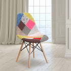 Flash Furniture Elon Series Milan Patchwork Fabric Chair with Wooden Legs-Wooden Legs with Metal Bracing