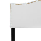 Flash Furniture Lexington Upholstered Queen Size Headboard with Accent Nail Trim - White Fabric-White Fabric Upholstery