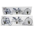 Cathay Importers Vintage Bicycle Theme Wall Art Hanger with 3 Hooks, 2 Pack-Hanger has 3 metal hooks for coats, hats, scarves, keys, and other essentials.