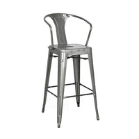 Plata Import Tolix Stool With Arm Bar Grey    (TH-1006-B-G)-Bar Stool