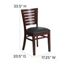 Flash Furniture Darby Series Slat Back Walnut Wood Restaurant Chair - Black Vinyl Seat-Mortise and Tenon Style Construction with metal wood screw reinforcements