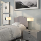 Flash Furniture Lexington Upholstered Twin Size Headboard with Accent Nail Trim - Light Grey Fabric-Light Grey Fabric Upholstery