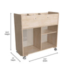 Flash Furniture Bright Beginnings Commercial Double Sided Space Saving Wooden Mobile Storage Cart with Clear Back - Natural-Greenguard Certified Wood for Healthier Air Quality