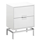Monarch Specialties 3490 Accent Table - 24"H/Glossy White/Chrome Metal-Spacious rectangular table top in a smooth glossy white finish