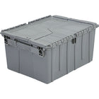 Orbis FlipakTM Polyethylene Plastic (PE) Distribution Containers, 15.2" x 10.9", Grey, 3 Pack-Reusable, returnable, attached-lid containers are ideal for use in wholesale product distribution and as picking containers