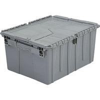 Orbis FlipakTM Polyethylene Plastic (PE) Distribution Containers, 15.2" x 10.9", Grey, 3 Pack-Reusable, returnable, attached-lid containers are ideal for use in wholesale product distribution and as picking containers