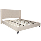 Flash Furniture Riverdale King Size Tufted Upholstered Platform Bed - Beige Fabric-Panel Headboard