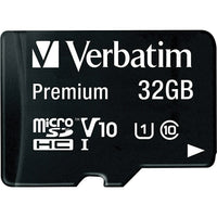 Verbatim 32GB Class 10 MicroSDHC Card with Adapter, Black-Offers up to 32GB of storage space