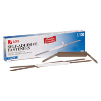 ACCO Premium Self-Adhesive Fasteners - 2-3/4" Center - 2" Prong Capacity - 100 Pack-Self adhesive premium paper fastener