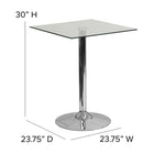 Flash Furniture 23.75" Square Glass Table with 30"H Chrome Base-Base Diameter: 17.5"