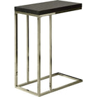 Monarch Specialties 3007 Accent Table - Espresso With Chrome Metal-What a convenient way to eat or drink on your couch! This beautiful cappuccino finished hollow-core accent table is has sufficient space for you to  place your snacks, drinks and even meals. Its chromed metal base provides sturdy support along with a fashionable touch that will suit any d<td>&eacute;</td>cor.