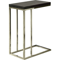 Monarch Specialties 3007 Accent Table - Espresso With Chrome Metal-What a convenient way to eat or drink on your couch! This beautiful cappuccino finished hollow-core accent table is has sufficient space for you to  place your snacks, drinks and even meals. Its chromed metal base provides sturdy support along with a fashionable touch that will suit any d<td>&eacute;</td>cor.