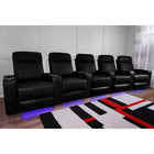 Valencia Piacenza Top Grain Leather Home Theatre Power Recliner, 5-Seats, Black (5-BLK-P)-Smooth Power Recliner
