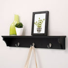 Finley Wall Shelf, 3 Metal Hooks, 24"L x 4"D x 4.25"H, Black (FN00376-8INT)-Hanging hardware included
