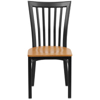 Flash Furniture HERCULES Series Black School House Back Metal Restaurant Chair - Natural Wood Seat-Metal Chair