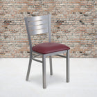Flash Furniture HERCULES Series Slat Back Metal Restaurant Chairs with Burgundy Vinyl Seat - Silver - 2 Pack-Welded Joint Assembly